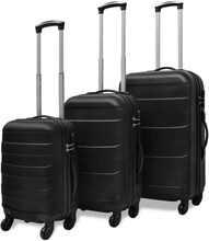 Hårda resväskor på hjul 3 st svart 45,5/55/66 cm
