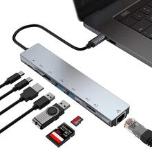 USB C Hub 8 i 1 Multiport-typ C-adapter med 4K HDMI-port......