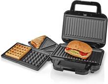 Multi Grill | Grill / Sandwich / Waffle | 700 W | 22 x 12.5 cm | Automatisk temperaturkontroll | Plast / Rostfritt stål