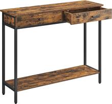 Konsolbord Hallbord Sidobord Utdragbart bord med 2 lådor Stålstomme Hall Vardagsrum Industriell design Vin
