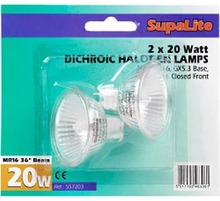 SupaLite MR16 20W Dichroic Halogen Reflektorlampor (Pack Of 2)