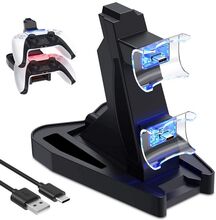 Controller Charger för PS5 Double USB Snabbladdning Docking Station Stand & LED Indikator PS 5 Controllers svart
