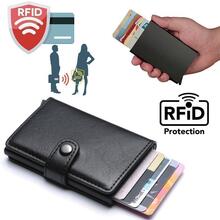 PopUp Smart korthållare skjuter Fram 8st Kort RFID-NFC Säker- Svart- Fri Frakt