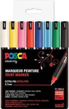 Posca Marker Set 8-p Mixade Färger PC-1MR Spets 0,7mm