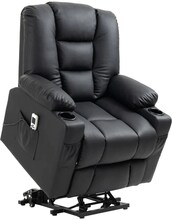 Rootz massagestol med ståhjälp - Riser stol - Fjärrkontroll - Läderimitation - Svart - 90x98x102 cm