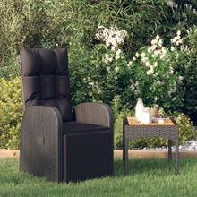 Justerbar trädgårdsstol med dyna konstrotting svart