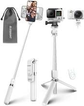 Selfie Stick Tripod, Selfie Tripod i aluminium med avtryckarkontroll, kamerafäste för actionkameror, för smarttelefoner, svart