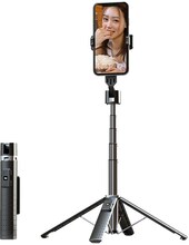 INF Mobilstativ selfiestick med trådlös Bluetooth-fjärrkontroll Svart