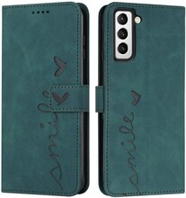 For Samsung Galaxy S23 5G Skin Feel Heart Pattern Leather Phone Case(Green)