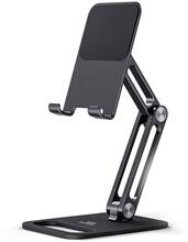Universal adjustable aluminum desktop phone and tablet bracket - Black