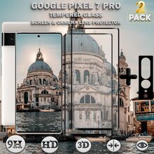 2-Pack Google Pixel 7 Pro Skärmskydd & 1-Pack linsskydd - Härdat Glas 9H - Super kvalitet 3D