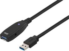 DELTACO PRIME aktiv USB 3.0-förlängningskabel, Typ A ha - ho, 2m, blå
