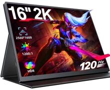Bärbar spelskärm 120Hz 16" 2K QHD-skärm för Switch Xbox PS4 - Uperfect 160C02