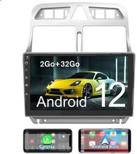 AWESAFE Carplay bilradio för Peugeot 307 307CC 307SW (2002-2013) Android 12,[2GB+32GB] 9-tums pekskärm med Android AutoGPS