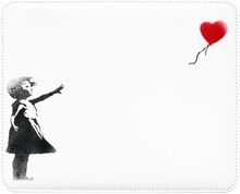 Banksy flicka i konstläder röd musmatta för barn för ballonghjärta