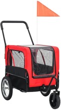 vidaXL Cykelvagn för husdjur och joggingvagn 2-i-1 röd och svart