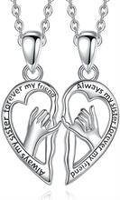 INF 2 Pack Koppar Hjärtformad Hand-in-Hand Best Friend Bestie Friendship Halsband Silver