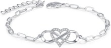 INF Zircon Infinity Love Symbol Charmigt justerbart armband för kvinnor Silver
