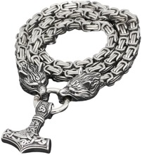 INF Vikingasmycken Thors hammare med läderhalsband Silver 90 cm