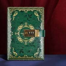 B6 PU Leather Retro Password Book With Lock Diary Hand Book(Green)