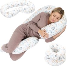 Graviditetskudde för sömn C-formad amningskudde xxl 120 x 70 cm - sidosovkudde komfortkudde för gravida bebismotiv uggla/kanin