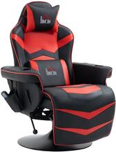 Rootz Gaming Chair - Massagefunktion - Inklusive fotstöd - Tv-stol - Liggande funktion - Fuktläder - Röd + Svart - 79,5W x 82,5D x 111,5H cm