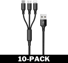 Laddarkabel 3 in 1 Lightning / USB-C / Micro USB