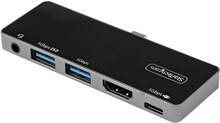 StarTech.com USB-C-multiportadapter - USB-C till 4K 60 Hz HDMI 2.0, 100 W Power Delivery Pass-through, 3-ports USB 3.0-hubb, ljud - USB-C minidockningsstation - bärbar USB Type-C-resedocka