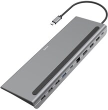 Hama Essential Line "Connect2Office Pro" - Dockningsstation - USB-C 3.2 Gen 1 / Thunderbolt 3 / Thunderbolt 4 - 2 x HDMI, DP - GigE