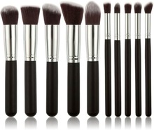 10st Professionella sminkborstar, make up set - Silver