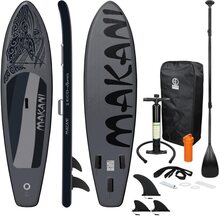 ECD Germany Uppblåsbara Stand Up Paddle Board Makani | 320x82x15 cm | Svart | PVC | upp till 150 kg | Pumptillbehör för bärväska