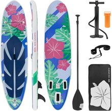 Uppblåsbar Stand Up Paddle Board Blommor 320x82x15 cm Blå Vit PVC