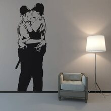 Banksy Polis Kyssar Vägg dekal - gata Konst Skal och Pinne Vinyl Dekal - poliser Kyss Stor Vägg