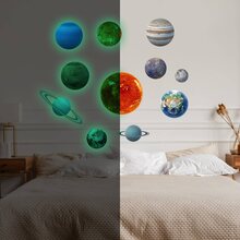 Självlysande Planet Väggdekaler - Solsystem Lysande Klistermärke För Tak - Galax Barnrum Dekor - 3D Yttre Rymden Ljus Pojke Dekoration