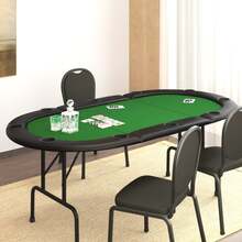 Pokerbord för 10 spelare hopfällbart 206x106x75 cm grön