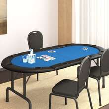 Pokerbord för 10 spelare hopfällbart 208x106x3 cm blå
