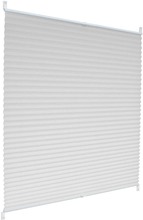 ECD Germany plisserad 60 x 150 cm - Vit - Klemmfix - EasyFix - utan att borra - för sol och integritetsskydd - för fönster och dörr