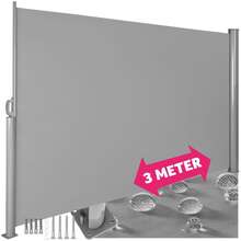 Sidomarkis i aluminium utdragbar med upprullningsmekanism - 180 x 300 cm, grå