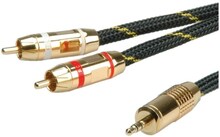 Roline 11.88.4276 Jack Audio Connection Cable [1x Jack 3,5 mm - 2x Cinch Connector] 5,00 m Svart/Guld Skärmad