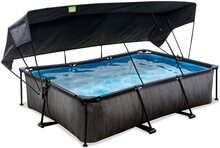 EXIT Black Wood pool 300x200x65cm med filterpumpe og baldakin - sort