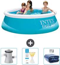 Intex Rund Uppblåsbar Easy Set Pool - 183 x 51 cm - Blå - Ingår Tillbehör CB74