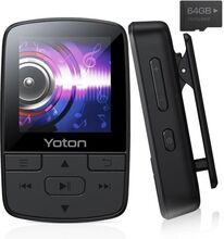 YOTON YM03 MP3-spelare - 80 GB Bluetooth-musikspelare med klipp - HiFi-ljud - FM-radio - Röstinspelare - 64 GB TF-kort I