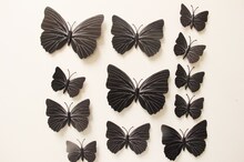 Väggdekoration 12-pack Fjärilar 3D Väggdekal Stickers Väggdekor (Svart)