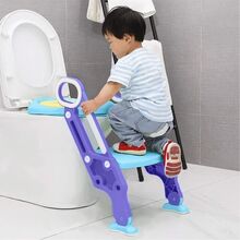 HENGMEI babytoalett Fällbar och justerbar barntoalettsits med trappsteg Bekväm toalettsits blå och lila
