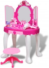 vidaXL Sminkbord för barn med 3 speglar och ljud- och ljuseffekter