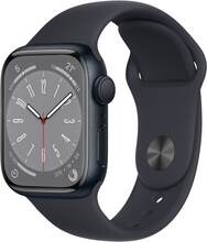 Apple Watch Series 8 (GPS) - 41 mm - Midnight Aluminium - Smart Watch med sportband - Fluoroelastomer - Midnight - Bandstorlek: Standard - 32 GB - Wi