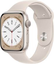 Apple Watch Series 8 (GPS) - 45 mm - stjärnljusaluminium - smart klocka med sportband - fluoroelastomer - starlight - bandstorlek: standard - 32 GB -