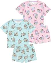 Pusheen Kort pyjamasset med katt för flickor (2-pack)