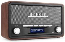Radioapparat DAB Bluetooth och alarm - grå färg Audizio Foggia retro DAB+ radio med Bluetooth - Bärbar stereoradio med larm - 50W Peak effekt - Grå