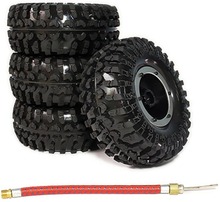 4pcs 2.2 tum uppblåsbar Beadlock Tire Air Pneumatic Wheel för 1/10 RC Crawler Truck Car Silver